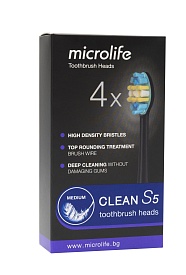 Набор насадок для зубной щетки Microlife Clean S5 средней жесткости (4шт.)